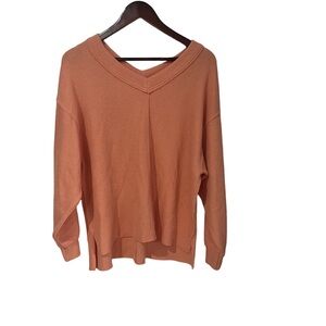 Aerie V-Neck Sweater in Warm Peach
